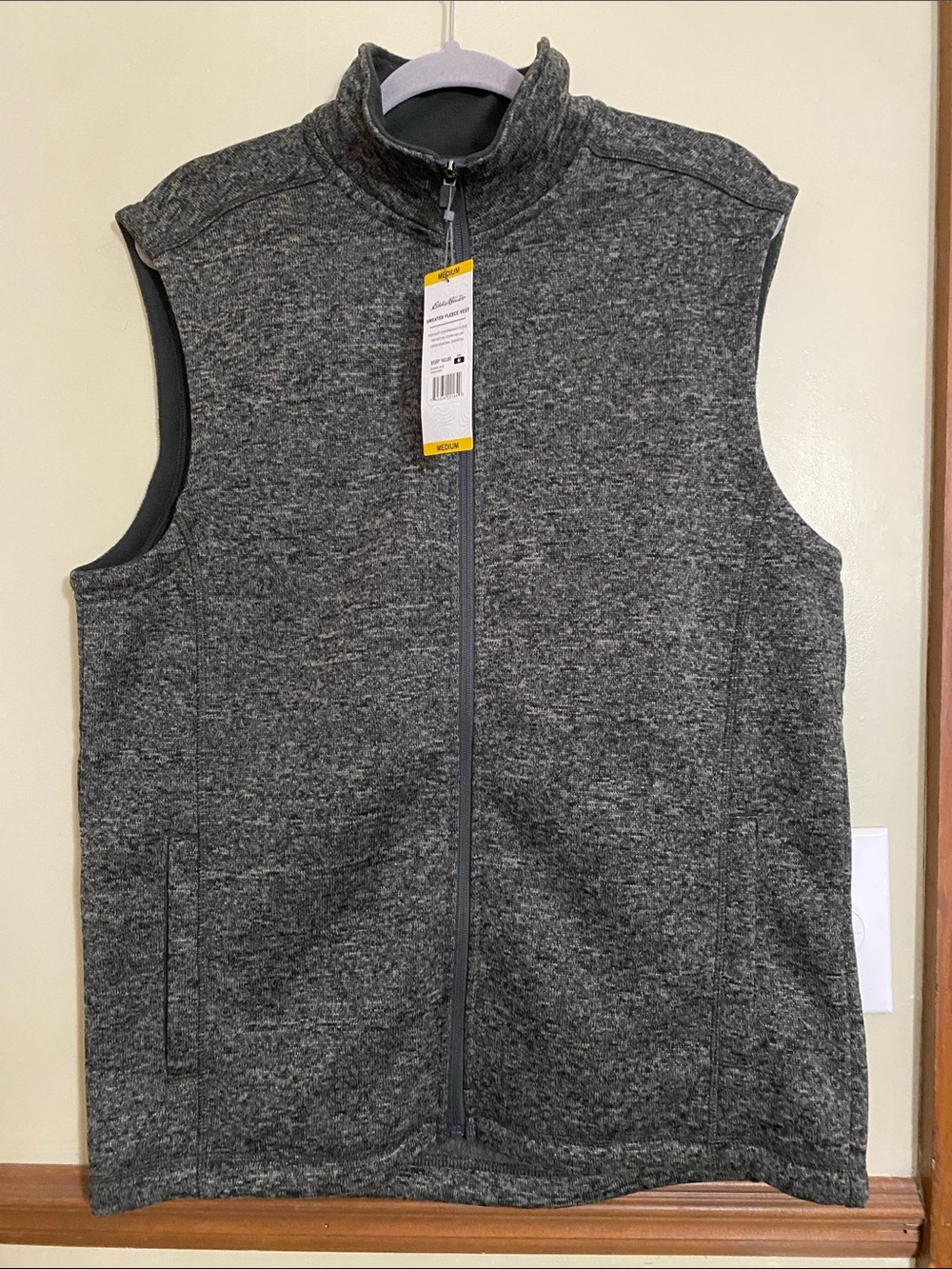 Eddie Bauer Gray Heather Full-Zip Fleece Vest